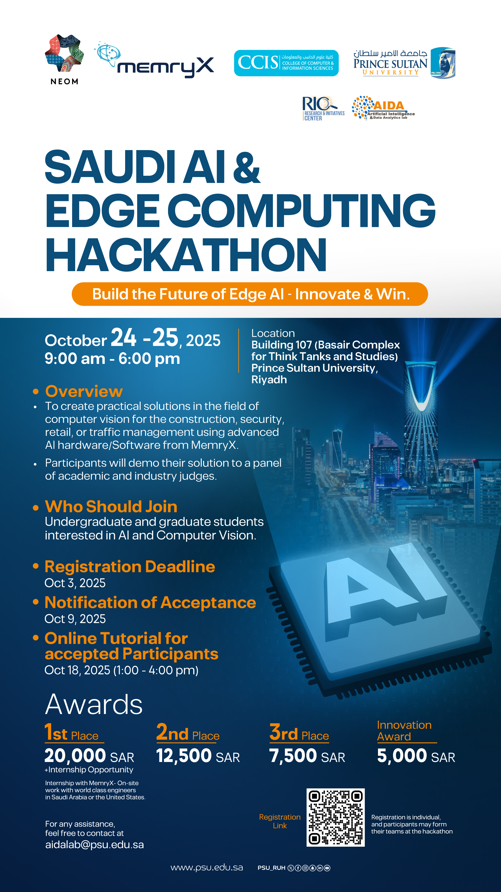 Saudi AI & Edge Computing Hackathon — English Flyer